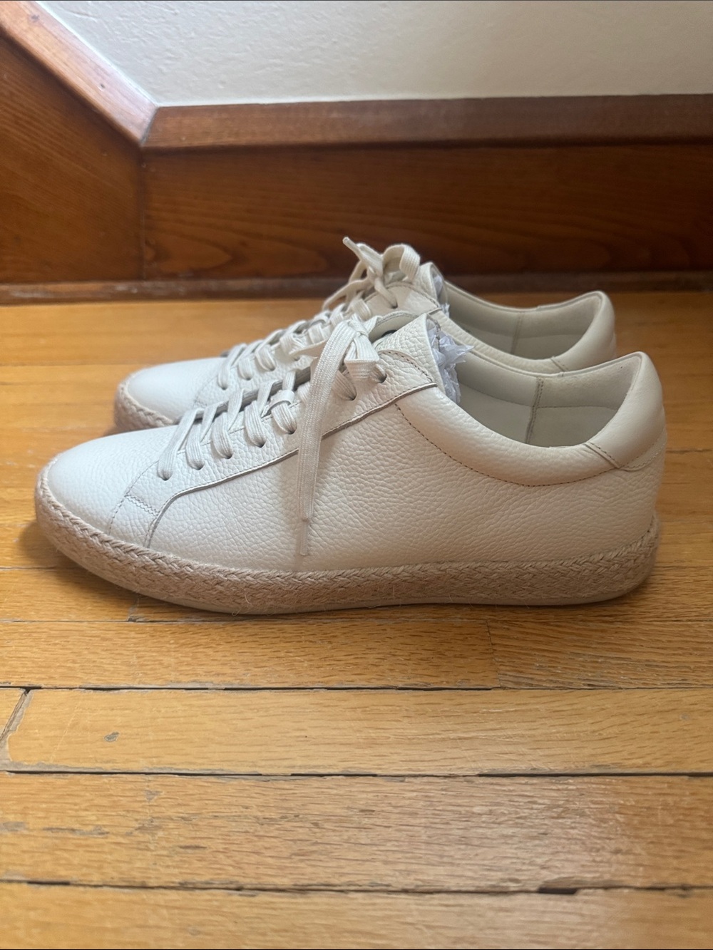 Vince Cream Leather Espadrilles